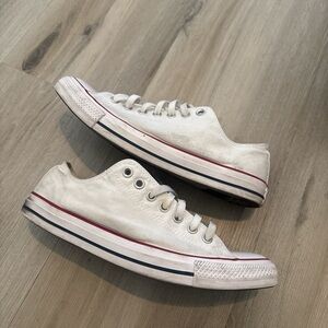 Converse White Low-Top Sneakers with Red and Blue Accents